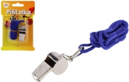 Fischietto di metallo con cordino blu