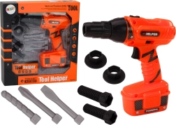 Trapano a batteria per bambini con punte e viti arancione