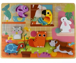 Puzzle di Montessoriano di Legno Tooky Toy Animali Domestici