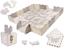 Tappetino educativo in schiuma a puzzle, grigio ed ecru, 36 pezzi, 150 × 150 cm