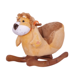 Leone a dondolo con sciarpa arancione per bambini