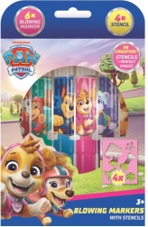 Pennarelli a soffio con stencil per bambine Paw Patrol, 6 pezzi