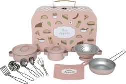 Jabadabado set da cucina per bambini con stoviglie in valigetta rosa - 1 pezzo