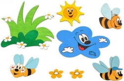 Decorazione in legno prato e apette DoDo