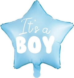 Palloncino in foil a stella "It's a boy" azzurro 48 cm
