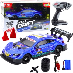 Auto da corsa RC per drift blu 30 km/h 1:16