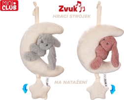 Luna di peluche con coniglietto con carillon a carica 35 cm