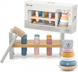 Set in legno PolarB Piramide e batti-batti orsetto Montessori