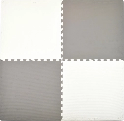 Tappetino da gioco in schiuma HUMBI 120 × 120 cm, puzzle impermeabili, 4 pezzi, grigio e bianco