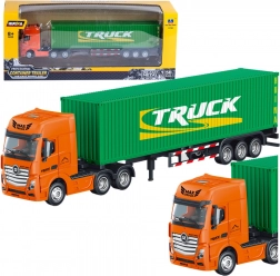 Camion con rimorchio a container Huina verde 1:50