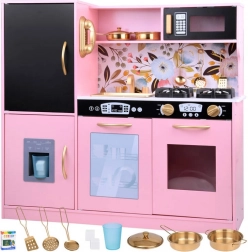 Cucina retrò in legno per bambini con frigorifero e forno