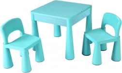 Set per bambini: tavolo e 2 sedie NEW BABY menta con piano LEGO/DUPO