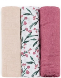 Pannolini in mussola di bambù Petite&Mars Moussy pink meadow 68 × 68 cm (3 pz)