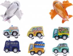 Set urbano di mezzi di trasporto 8 pz, 7 cm, a retrocarica