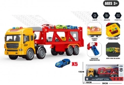 Autocarro bisarca con rimorchio e 5 macchinine