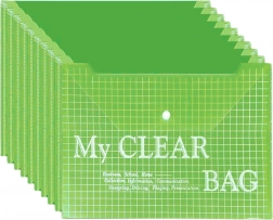 Busta portadocumenti A4 trasparente con bottone a pressione, verde (20 pezzi)