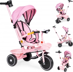 Triciclo per bambini 2 in 1 con sedile girevole e tettoia pieghevole, rosa ECOTOYS