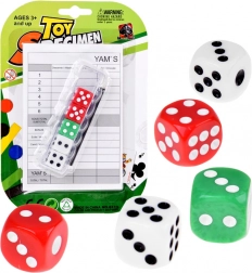 Set di dadi per il gioco Yams con blocchetto e astuccio