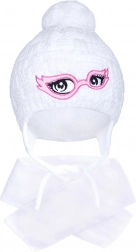 cappello invernale da bambina lavorato a maglia con sciarpa New Baby bianco (3–4 anni)