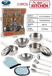 Set da cucina per bambini in metallo 13 pezzi con accessori
