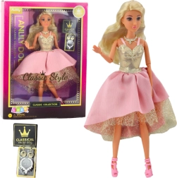 Bambola ANLILY in eleganti abito da ballo oro-rosato con accessori