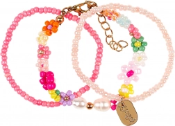 Braccialetti con motivo floreale rosa - 3 pz