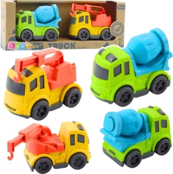 Set di veicoli da costruzione in bioplastica – betoniera e carro attrezzi con gancio