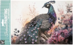 Pittura diamantata su tavoletta – pavone 29 × 21 cm