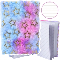 Quaderno A5 con motivo di stelle dorate in colori pastello