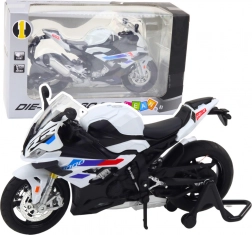 Modello di motocicletta sportiva in metallo 1:12 bianco