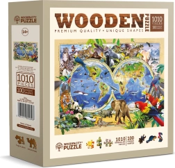 Puzzle in legno mappa del mondo con animali 1010 pezzi WOODEN CITY