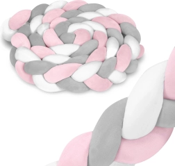 Paracolpi intrecciato per lettino Ricokids rosa-grigio, 3 m