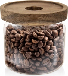 Barattolo in vetro per alimenti secchi con coperchio in legno e guarnizione 500 ml