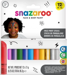 Snazaroo set di colori per viso e corpo in stick 12 pz