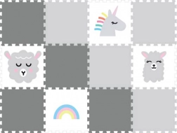 Puzzle in schiuma tappetino per cameretta Unicorno grigio, 12 pezzi