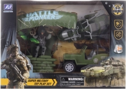 Set militare con paracadutista, jeep e moto d’acqua