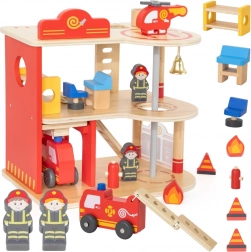 stazione dei pompieri in legno 3 piani 14 pezzi viga