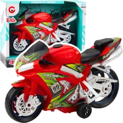 Giocattolo moto da corsa con effetti di luci e suoni rosso