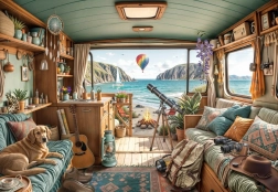 Puzzle Bluebird campeggio sulla costa 1000 pezzi