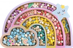 Perline pastello in legno Arcobaleno, 330 pz