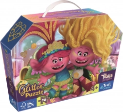 Puzzle 70 pezzi Glitter nella valigetta Trolls Broccato
