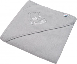 Asciugamano in spugna per bambini con cappuccio e ricamo 80 × 80 cm grigio