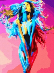 Pittura diamantata – donna immersa nei colori 30 × 40 cm