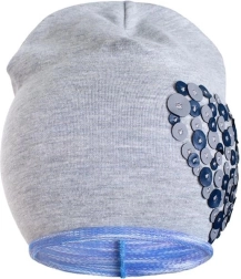 Cappellino primaverile New Baby con cuoricino grigio‑viola