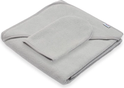 Asciugamano in spugna per bambini con cappuccio New Baby Basic 80 × 80 cm grigio