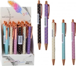 Penna a sfera in metallo con effetto squame – inchiostro blu 1,0 mm, meccanismo a scatto