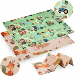 Tappetino in schiuma HUMBI pieghevole e double-face 120 × 180 cm – foresta e villaggio, XPE