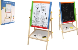 Lavagna magnetica per bambini in legno, bifacciale bianco/nero 35 × 43 cm con accessori