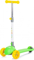 monopattino per bambini CHIPOLINO Funky con ruote luminose, verde‑giallo