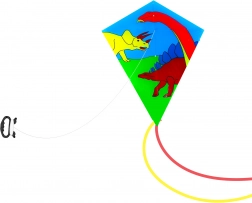 Aquilone volante con dinosauri